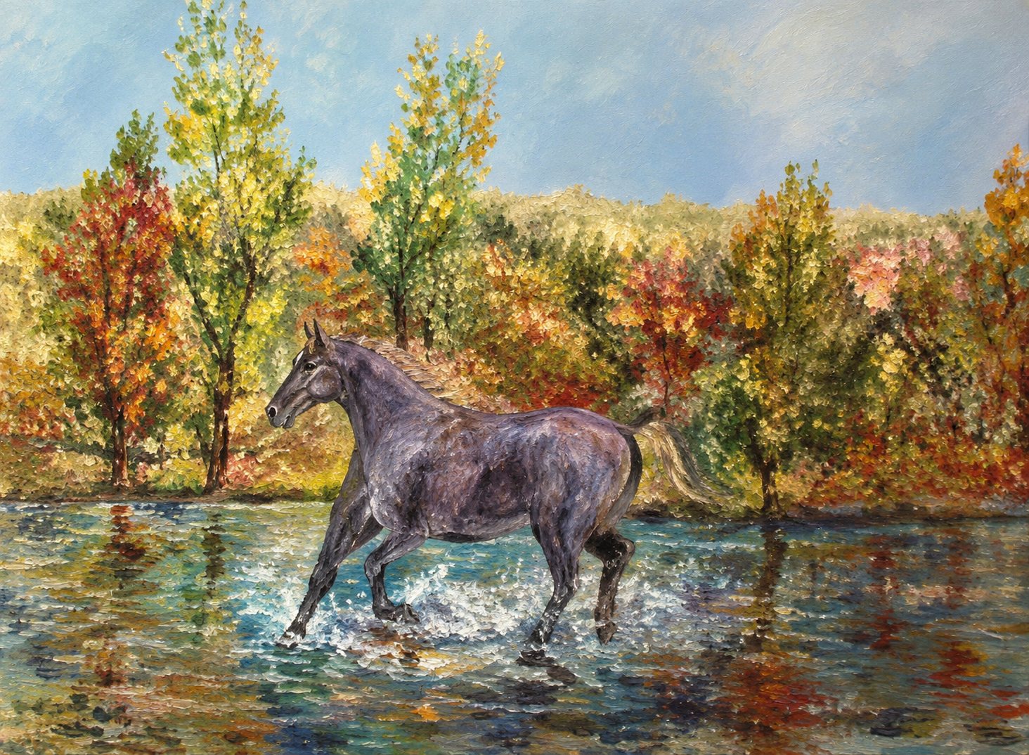 Stewball, 55 × 46 cm — peinture d’Alain Bouillaguet