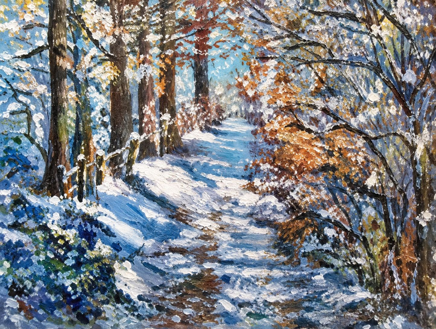 Les couleurs de l'hiver, 55 × 46 cm — peinture d’Alain Bouillaguet