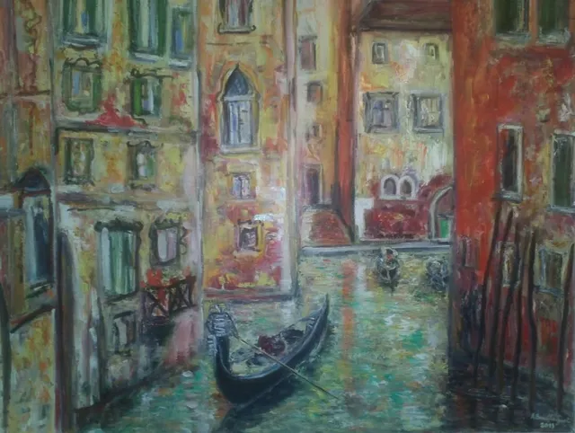 Venise, 100 × 81 cm — peinture d’Alain Bouillaguet