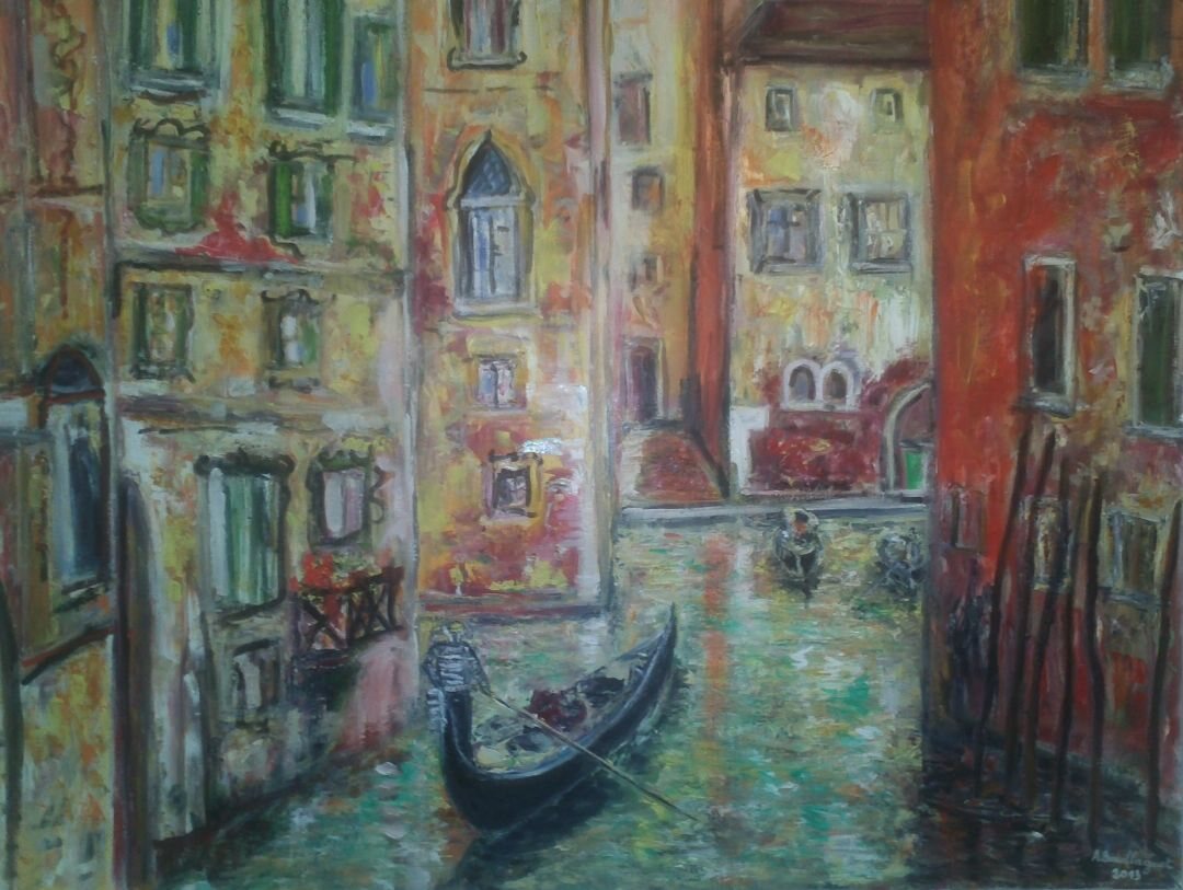 Venise, 100 × 81 cm — peinture d’Alain Bouillaguet