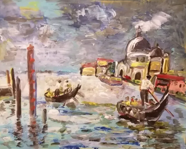 Venise le grand Canal, 13 × 18 cm — peinture d’Alain Bouillaguet