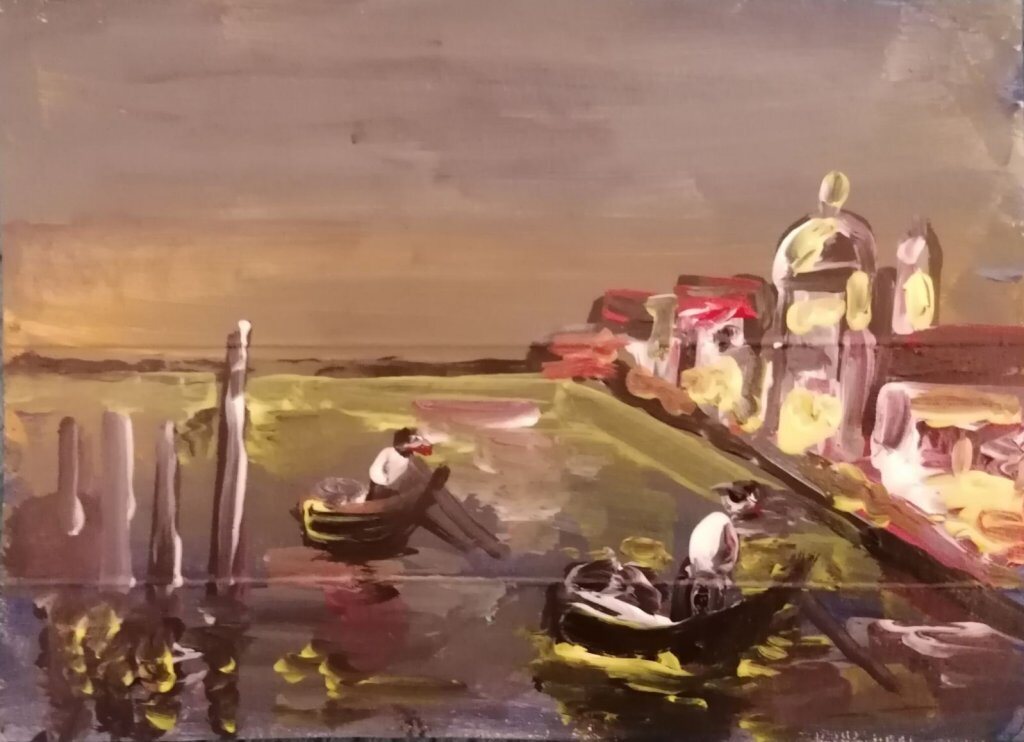 Venise le grand Canal, 13 × 18 cm — peinture d’Alain Bouillaguet