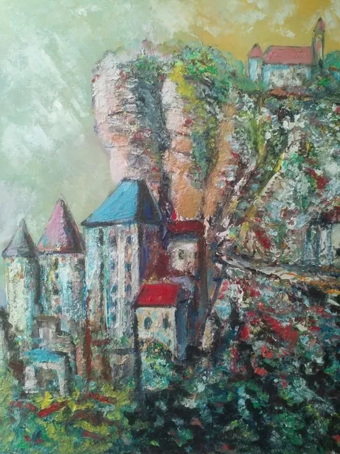 Le roc, 61 × 50 cm — peinture d’Alain Bouillaguet