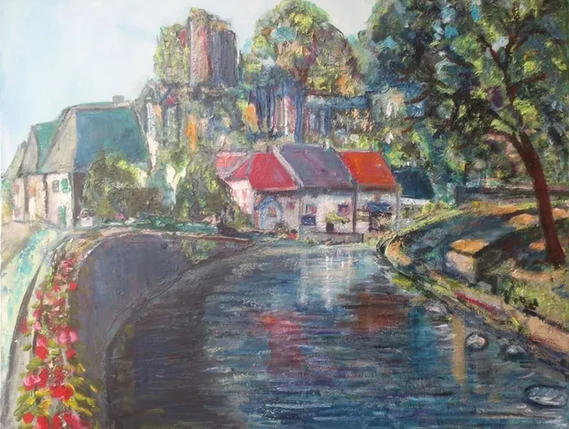 Ségur le Château, 61 × 50 cm — peinture d’Alain Bouillaguet