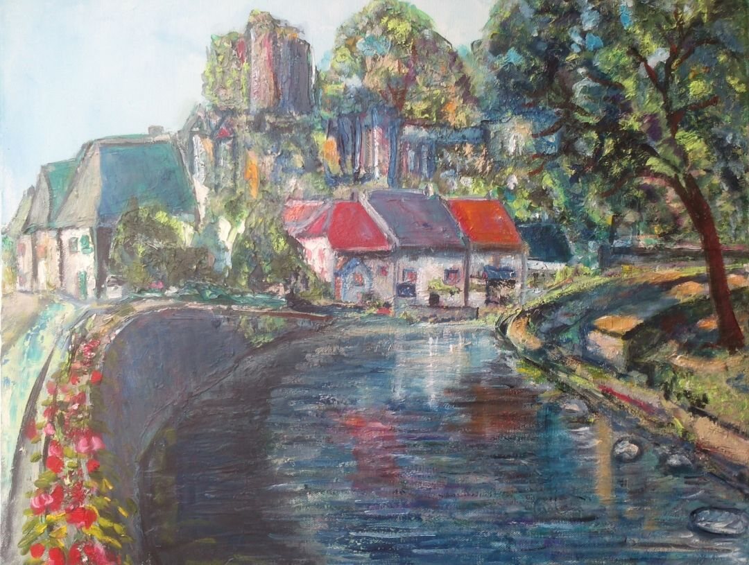 Ségur le Château, 61 × 50 cm — peinture d’Alain Bouillaguet