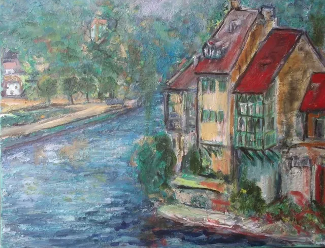 Argentat, 61 × 50 cm — peinture d’Alain Bouillaguet