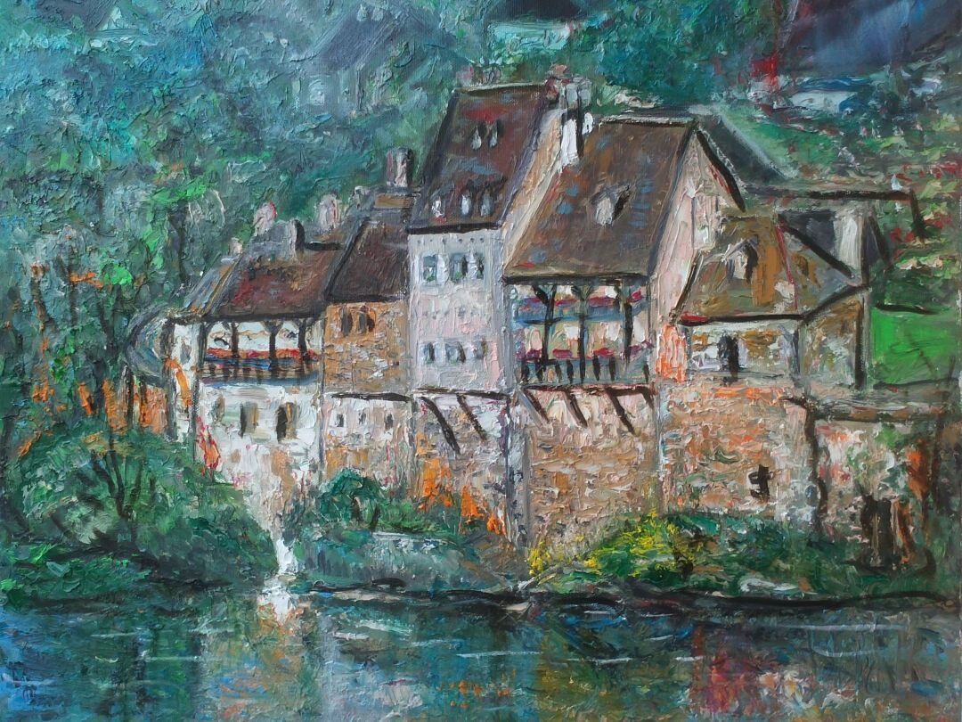 Argentat, 61 × 50 cm — peinture d’Alain Bouillaguet