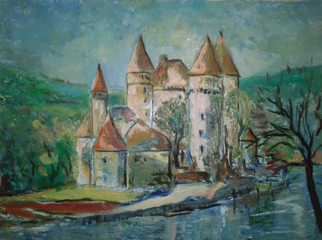 Chateau de Val, 61 × 46 cm — peinture d’Alain Bouillaguet