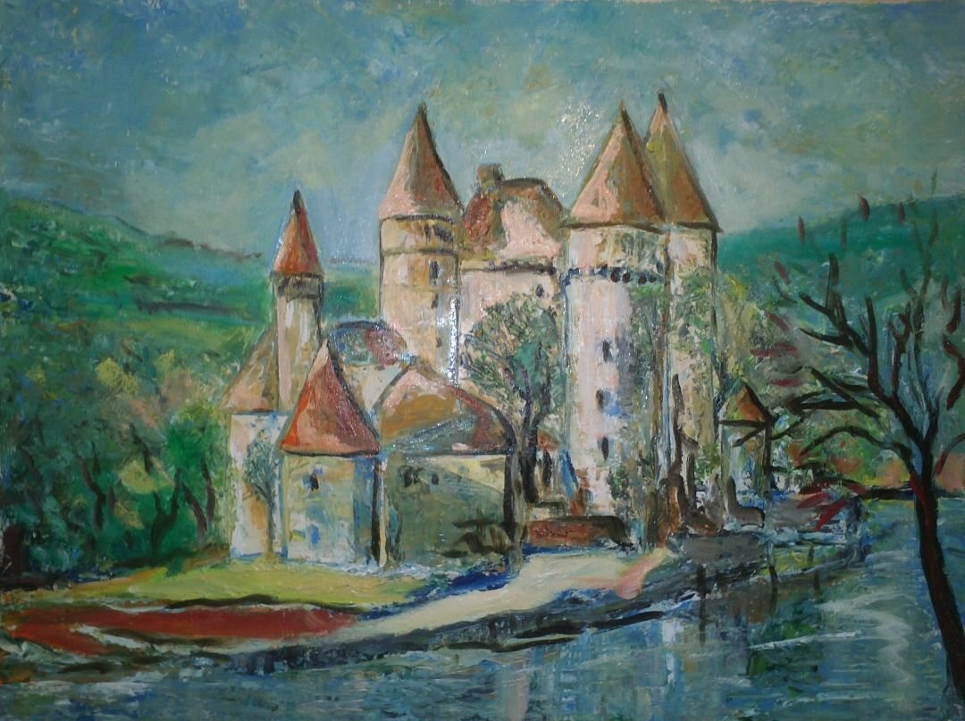 Chateau de Val, 61 × 46 cm — peinture d’Alain Bouillaguet