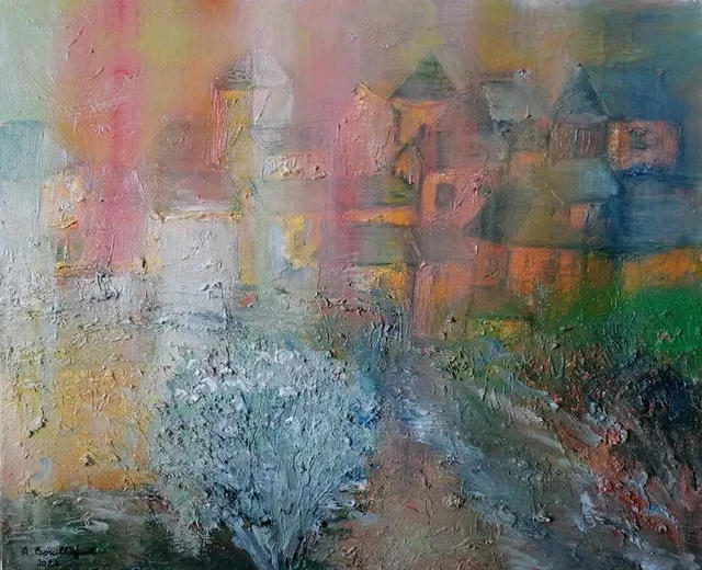 Voutezac, 61 × 50 cm — peinture d’Alain Bouillaguet