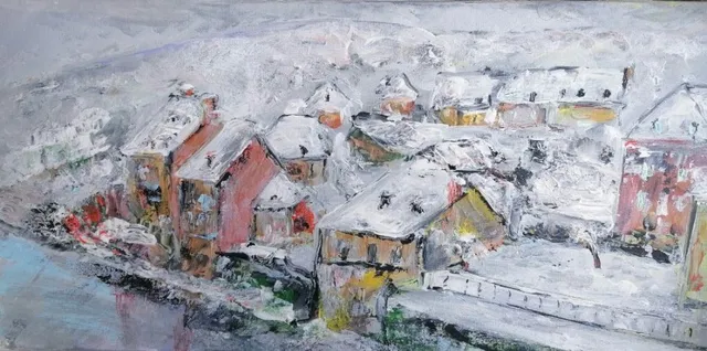 Argentat, 40 × 30 cm — peinture d’Alain Bouillaguet