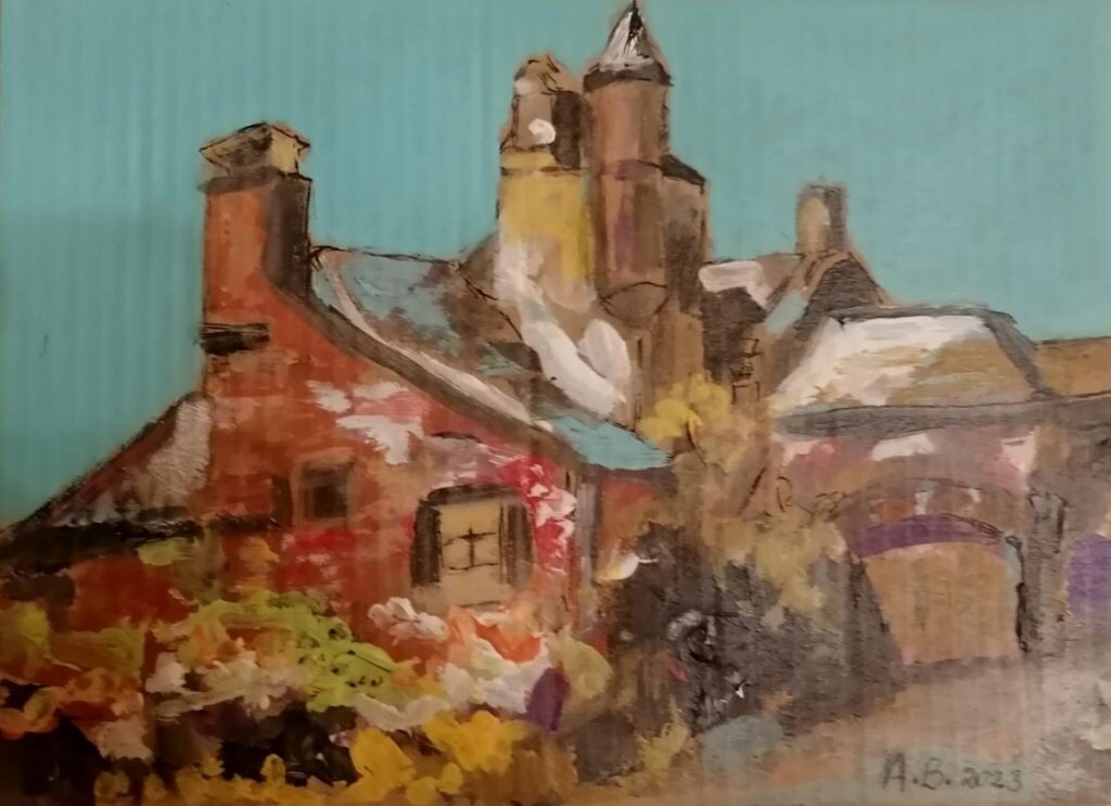 Collonges, 20 × 20 cm — peinture d’Alain Bouillaguet