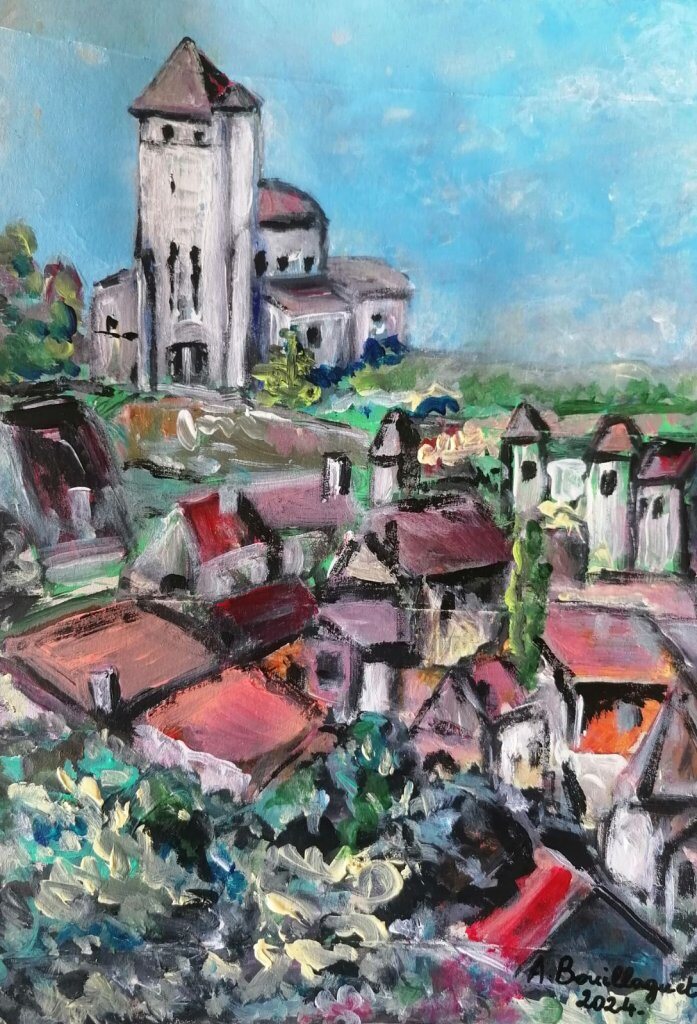 Saint Cirq Lapopie, 21 × 30 cm — peinture d’Alain Bouillaguet