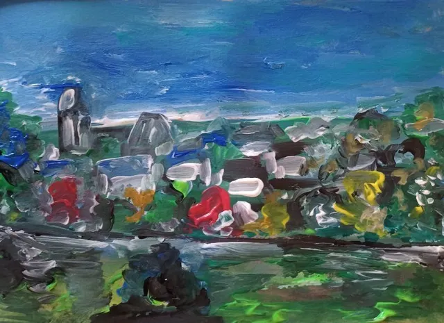 Juillac, 14,8 × 21 cm — peinture d’Alain Bouillaguet