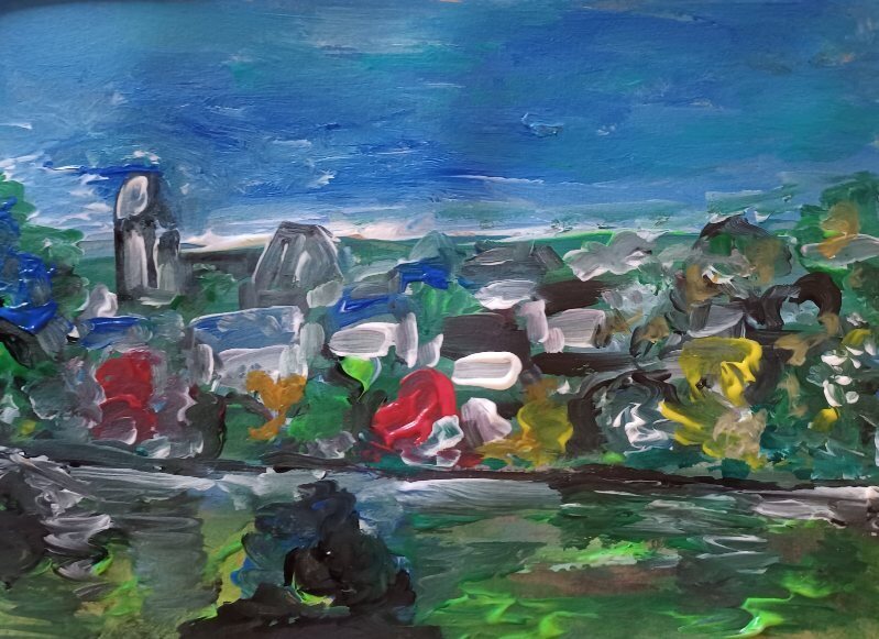 Juillac, 14,8 × 21 cm — peinture d’Alain Bouillaguet