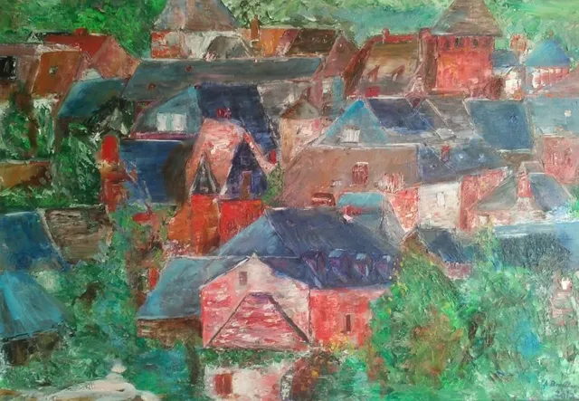 Collonges, 76 × 51 cm — peinture d’Alain Bouillaguet