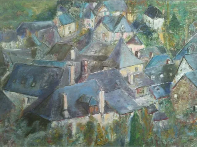 Les toits de Turenne, 116 × 81 cm — peinture d’Alain Bouillaguet