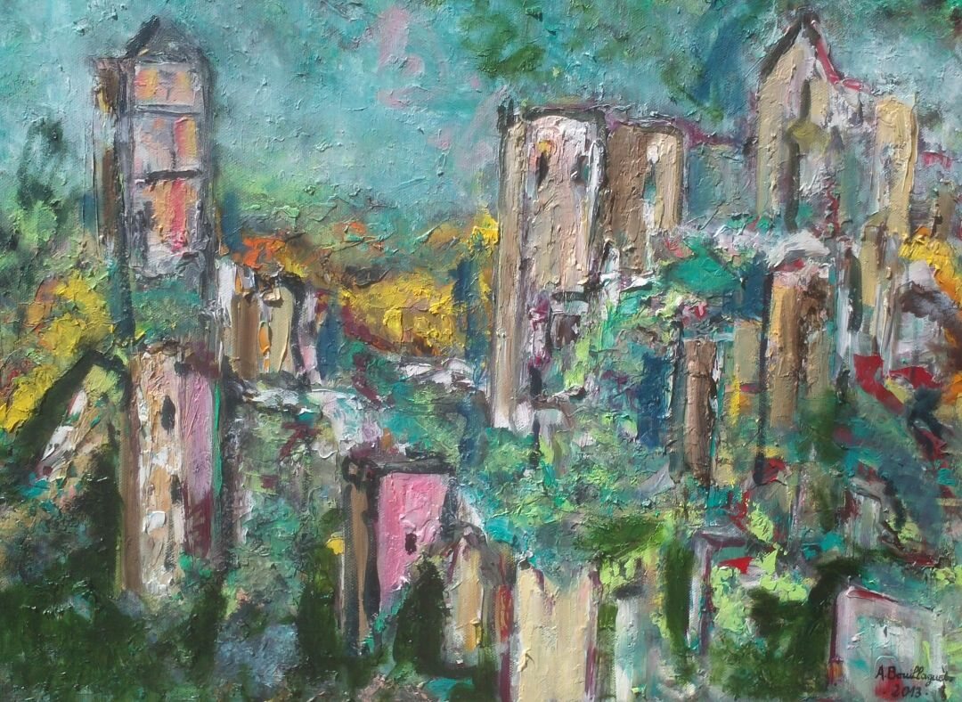 Les ruines de Merle, 61 × 50 cm — peinture d’Alain Bouillaguet