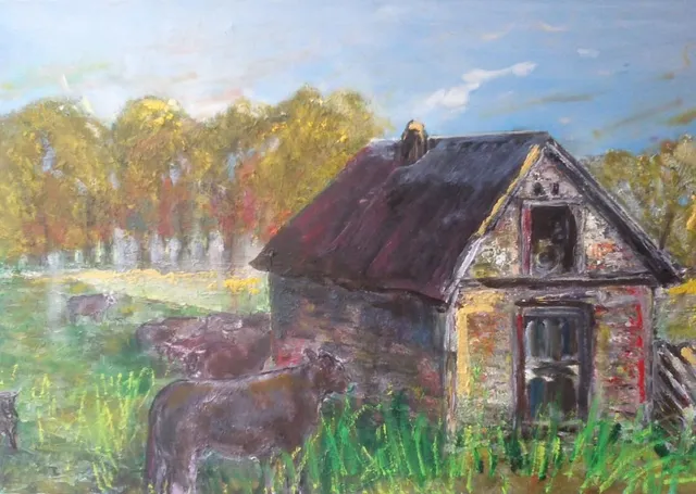 Bucolique, 76 × 51 cm — peinture d’Alain Bouillaguet