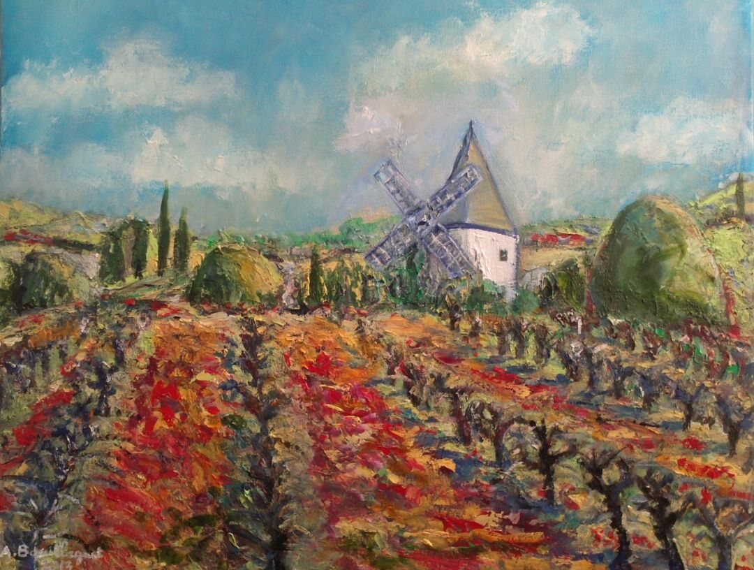 Le moulin, 61 × 50 cm — peinture d’Alain Bouillaguet