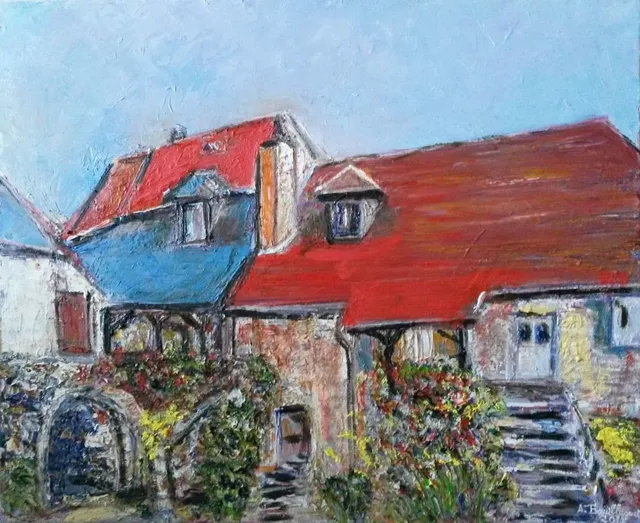 Maisons de Saint Robert, 61 × 50 cm — peinture d’Alain Bouillaguet