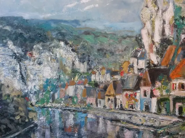 La Roque Gageac, 61 × 50 cm — peinture d’Alain Bouillaguet