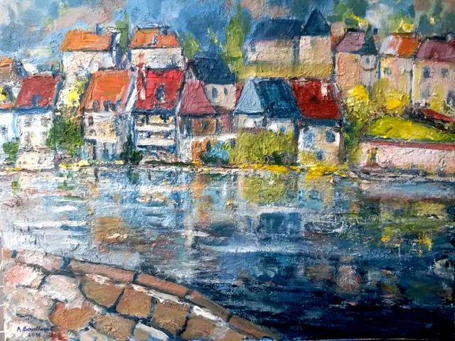 Argentat, 61 × 50 cm — peinture d’Alain Bouillaguet