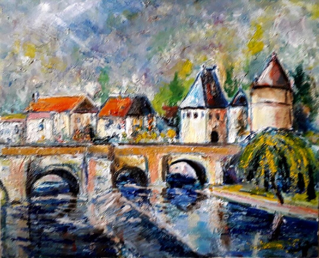 Brantôme, 50 × 61 cm — peinture d’Alain Bouillaguet