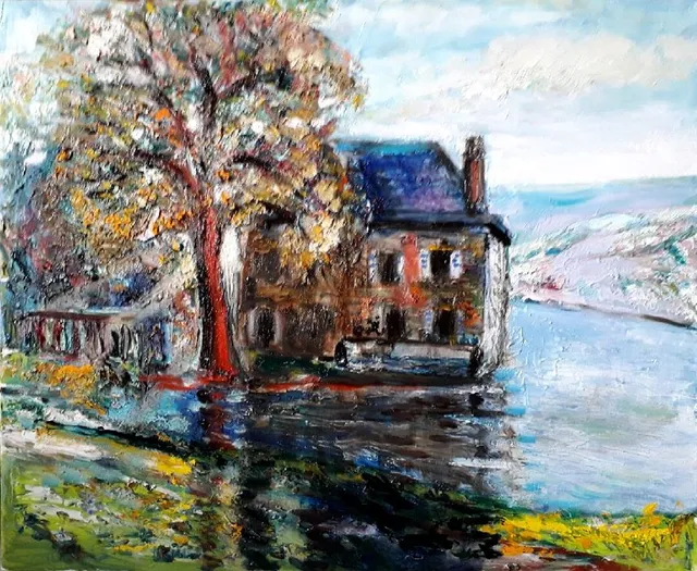 Chasteaux, 50 × 61 cm — peinture d’Alain Bouillaguet