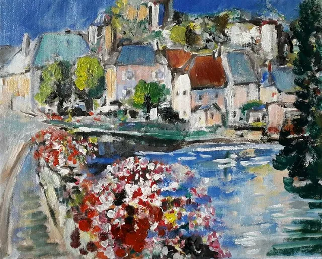Ségur le Château, 30 × 24 cm — peinture d’Alain Bouillaguet