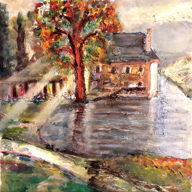 Chasteaux, 30 × 30 cm — peinture d’Alain Bouillaguet