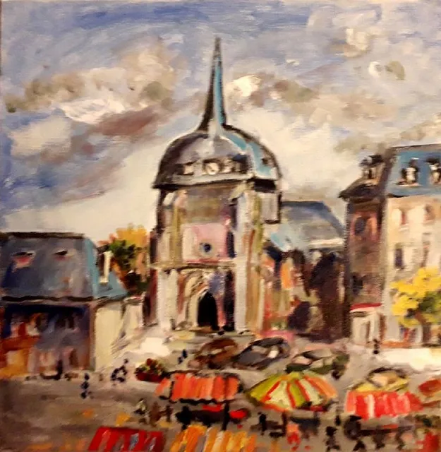 Objat, 30 × 30 cm — peinture d’Alain Bouillaguet