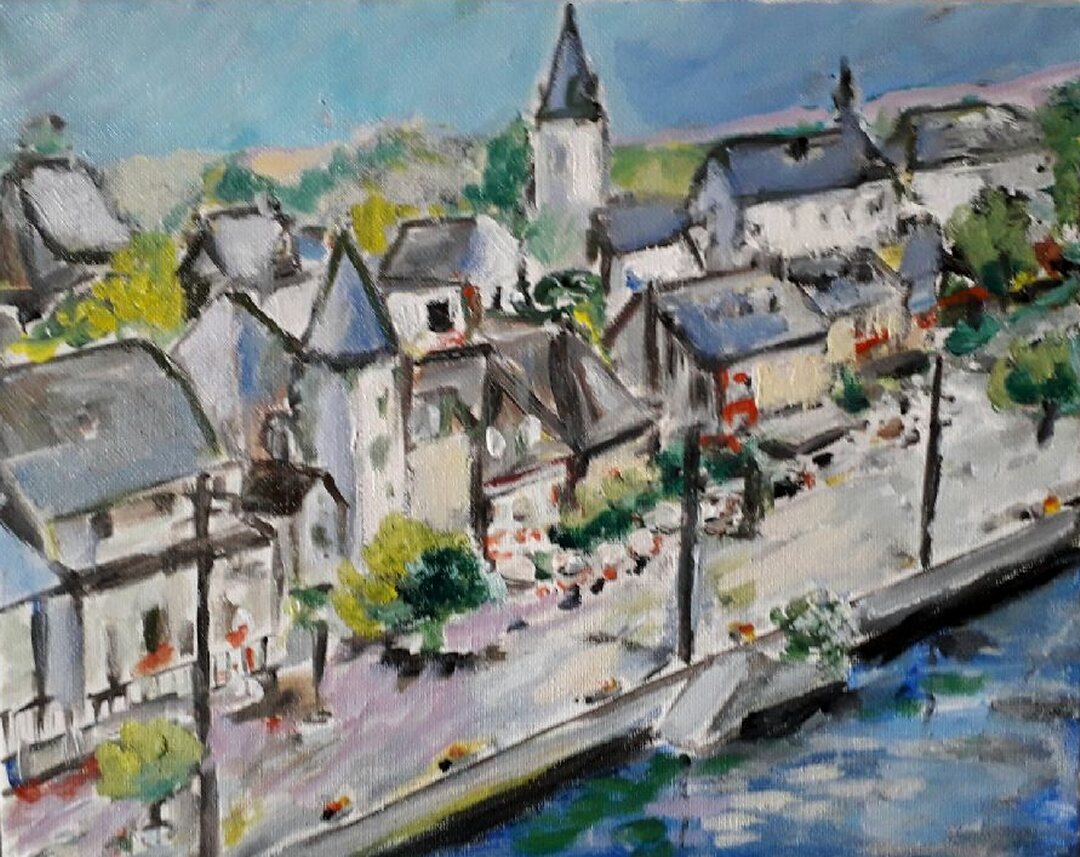 Argentat, 30 × 24 cm — peinture d’Alain Bouillaguet