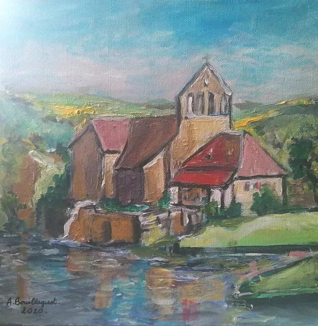 Chapelle des Pénitents de Beaulieu, 30 × 30 cm — peinture d’Alain Bouillaguet