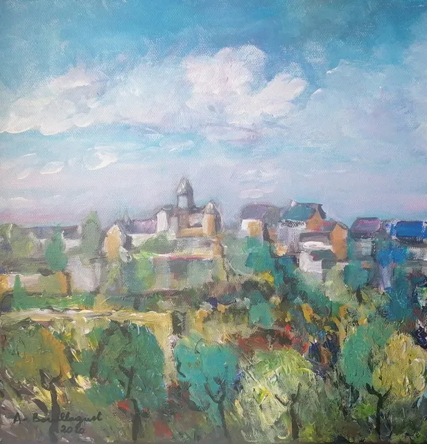 Saint Robert, 30 × 30 cm — peinture d’Alain Bouillaguet