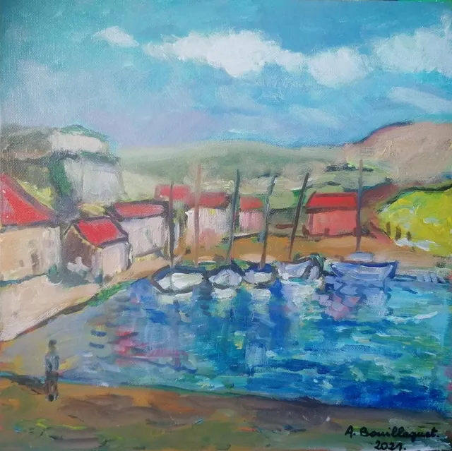 Cassis, 30 × 30 cm — peinture d’Alain Bouillaguet