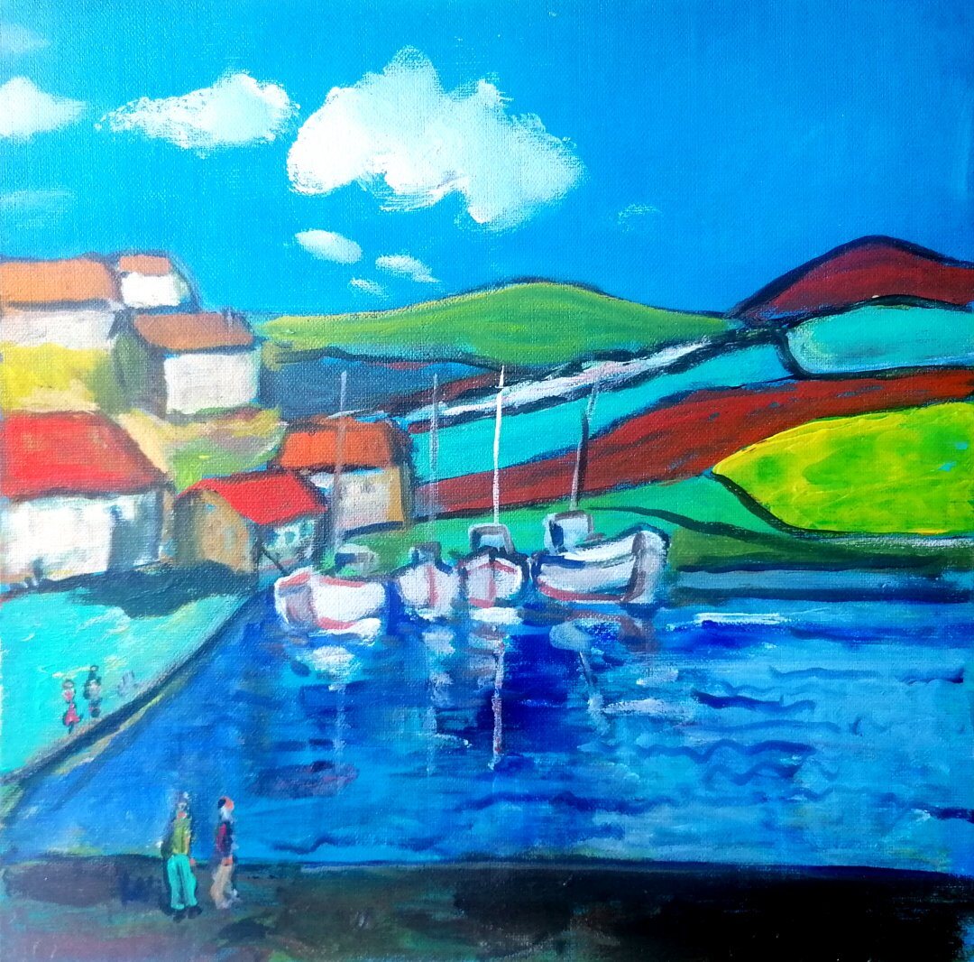 Cassis, 30 × 30 cm — peinture d’Alain Bouillaguet