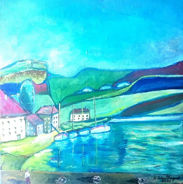 Cassis, 40 × 40 cm — peinture d’Alain Bouillaguet