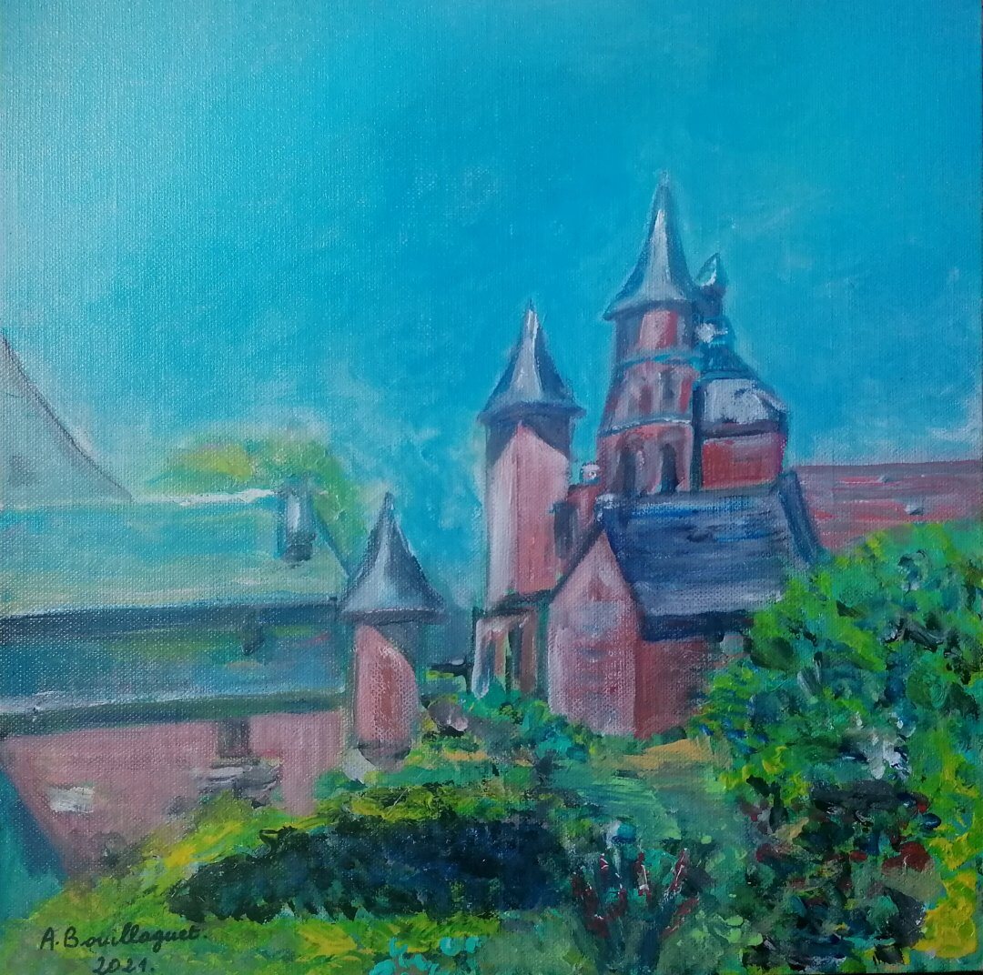 Collonges La Rouge, 30 × 30 cm — peinture d’Alain Bouillaguet