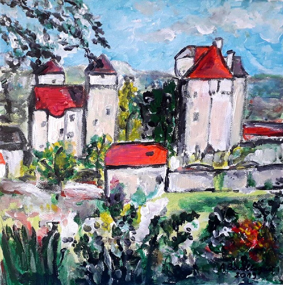 Curemonte, 30 × 30 cm — peinture d’Alain Bouillaguet