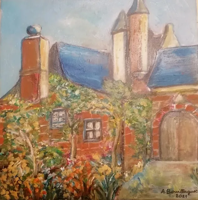 Collonges La Rouge, 30 × 30 cm — peinture d’Alain Bouillaguet