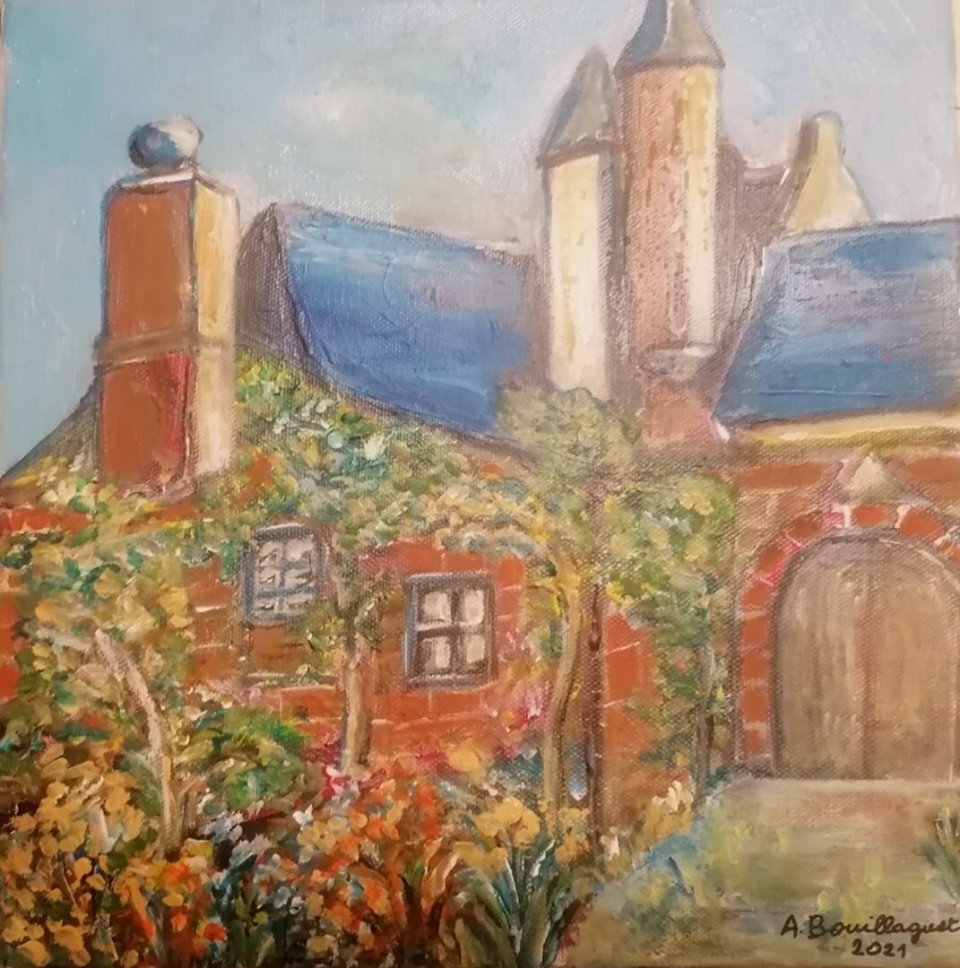 Collonges La Rouge, 30 × 30 cm — peinture d’Alain Bouillaguet