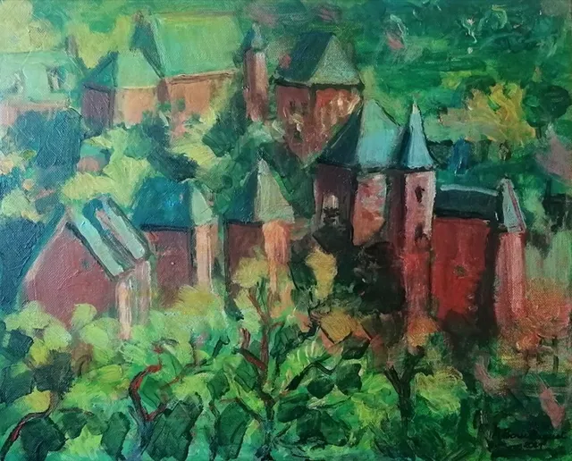 Collonges La Rouge, 41 × 33 cm — peinture d’Alain Bouillaguet