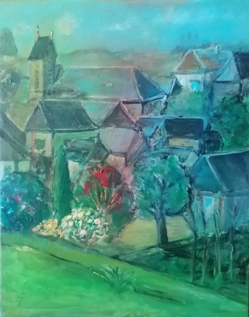 Juillac, 30 × 30 cm — peinture d’Alain Bouillaguet