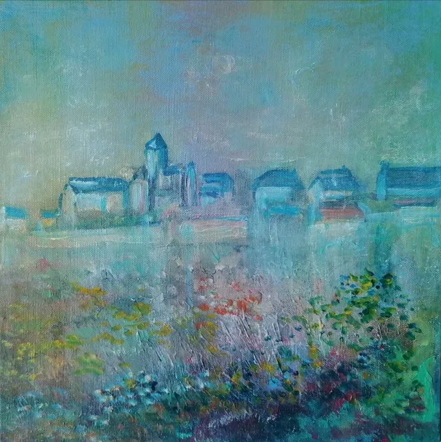 Saint Robert, 30 × 30 cm — peinture d’Alain Bouillaguet