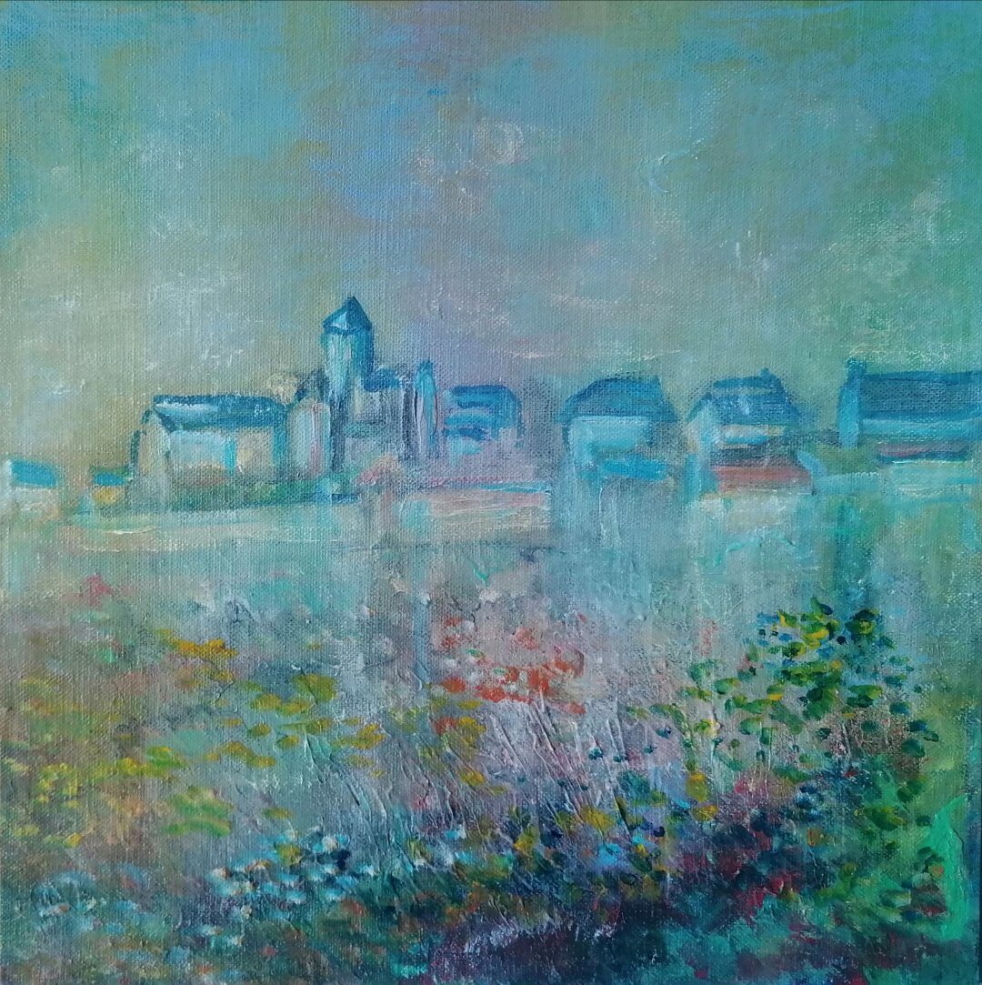 Saint Robert, 30 × 30 cm — peinture d’Alain Bouillaguet
