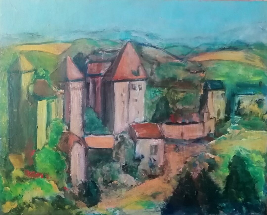 Curemonte, 41 × 33 cm — peinture d’Alain Bouillaguet